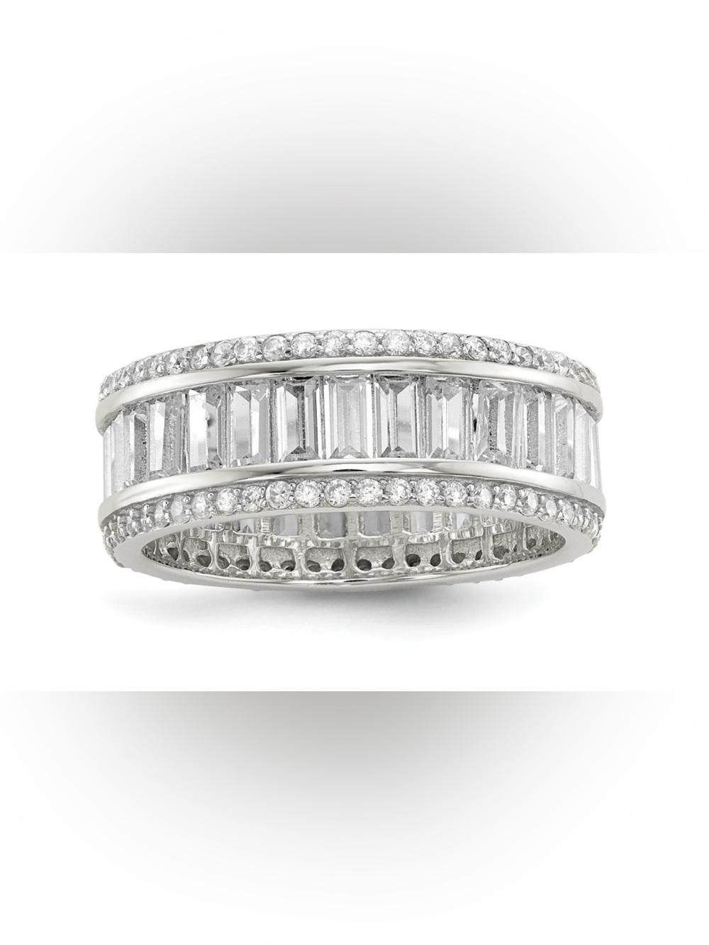 Sterling Silver 925 VTG Baguette and Round CZ Eternity Ring Gorgeous Size 9